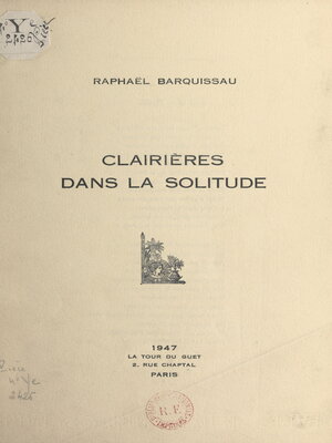 cover image of Clairières dans la solitude